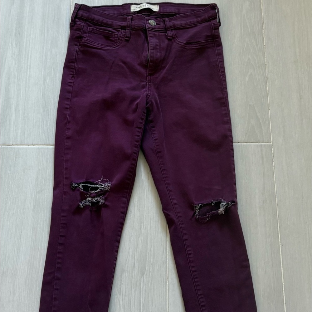 Women's Distressed Purple Skinny Jeans